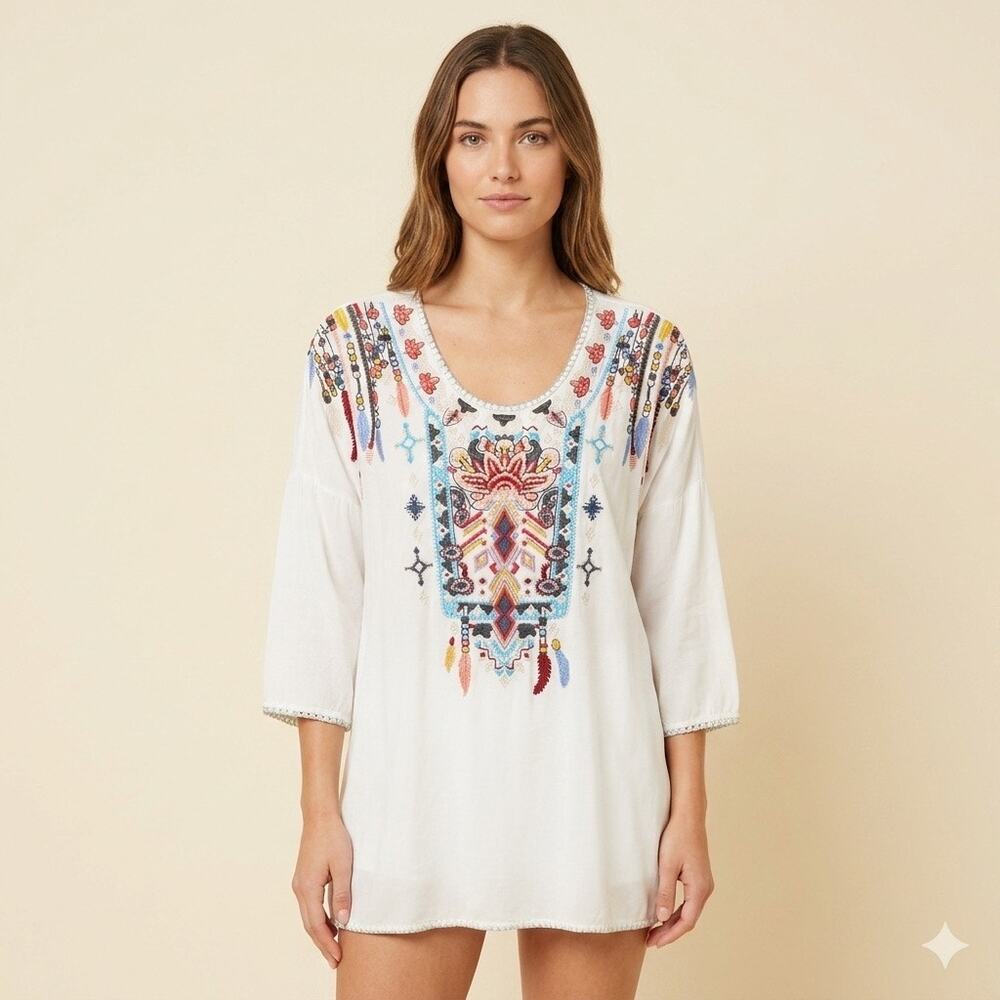 182-Unbranded Embroidered Top size L / PTP 26”